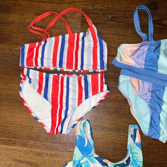 ⭐️Girls Bundle (3) Bikinis Size S 6/7 Old Navy Cat & Jack Wonder Nation - Picture 3 of 11